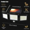 3‑head solar motion sensor outdoor light product dimension size diagram IP65 waterproof