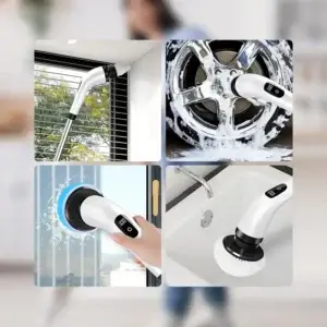 Cordless electric scrubber for blinds, car wheel rims, glass and bathtub cleaning