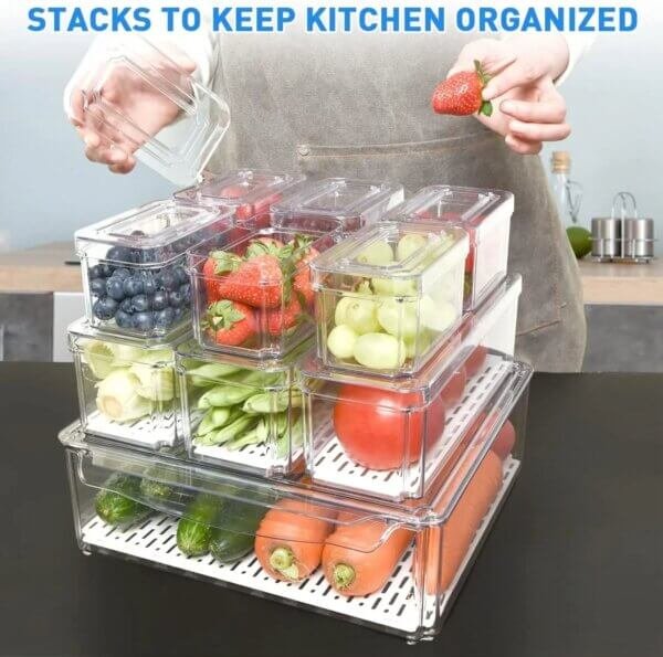 10-Piece Stackable Fridge Storage Container Set
