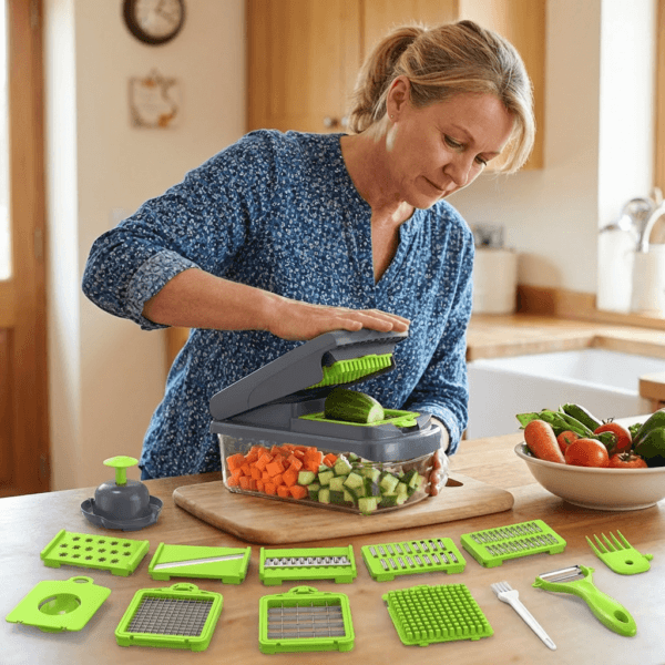 15-in-1 multifunction fruit & vegetable slicer – chop, dice & shred