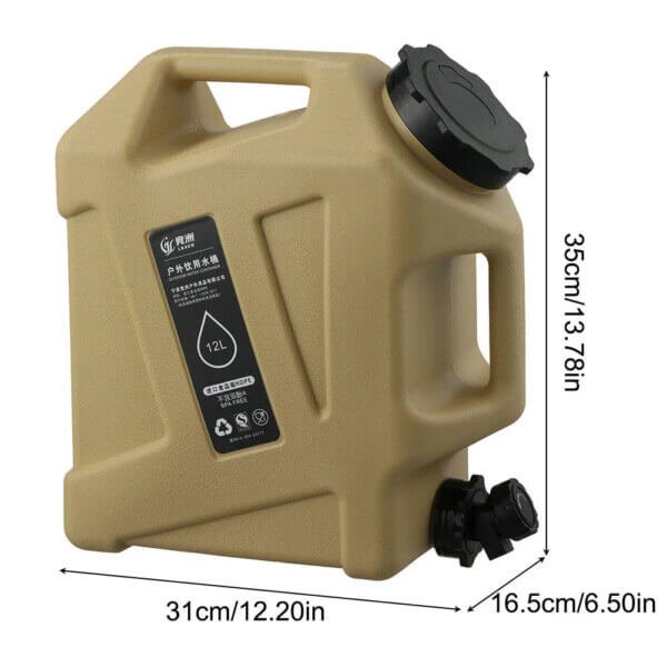 12L Portable Water Canister with Tap – Outdoor Camping Essential