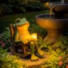 Frog rocking chair solar garden light, outdoor decorative frog statue with LED light, waterproof yard patio lawn ornament