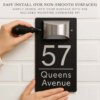 Installation guide for custom house number plaque, screwing into non-smooth brick wall with included hardware kit