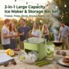 2-in-1 large capacity ice maker storage bin at a summer BBQ party, with drinks and guests