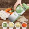 safe handheld vegetable mandoline slicer with guard, adjustable thickness potato slicer for home kitchen