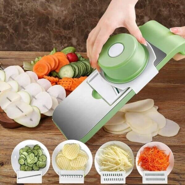 safe handheld vegetable mandoline slicer with guard, adjustable thickness potato slicer for home kitchen