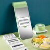 Multi blade vegetable slicer with full accessories set, interchangeable stainless steel cutting inserts for shredding, grating and slicing fruits and vegetable