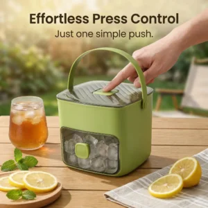 One-press release ice maker, showing effortless ice cube removal