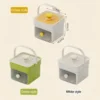 Press ice cube tray with storage box in yellow, green and white styles, showing dimensions 152Ă142Ă129mm Press ice cube tray with storage box in 3 colors (yellow, green, white), showing dimensions 152Ă142Ă129mm and portable handle design