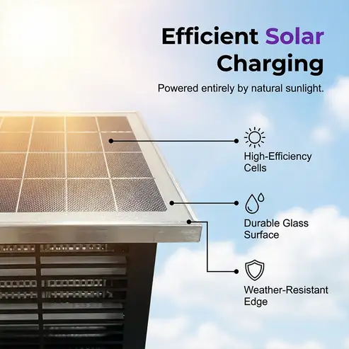 High-efficiency solar panel of outdoor bug zapper, glass surface weatherproof solar charging cover powered by sunlight