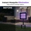 Before & after comparison of outdoor patio using solar mosquito zapper lamp, effectively eliminate flying bugs and mosquitoes