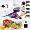 12-in-1 Vegetable Chopper with 8 Blades 12-in-1 manual vegetable chopper dicer slicer with 8 interchangeable blades, for onion, potato, carrot
