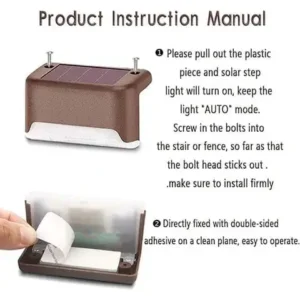 Solar Step Lights Outdoor - Waterproof Multi-Pack 7 Solar step light installation guide: two easy ways with screws or double-sided adhesive tape for stairs and fences