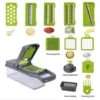multi-functional manual vegetable chopper complete set, blades, hand protector and drain basket