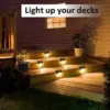 Solar Step Lights Night View on Deck Stairs Solar step lights illuminating wooden deck stairs at night, with text "Light up your decks"