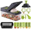 Multi-functional manual vegetable chopper with container, onion dicer and slicer for kitchen meal prep