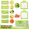 vegetable chopper manual with 5 slicing blades, storage tray for easy organization