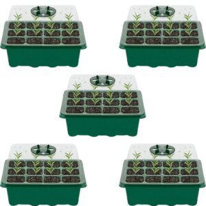 Adjustable humidity seed starter trays with lids, plastic plant germination kit for seedlings