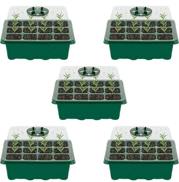 Adjustable humidity seed starter trays with lids, plastic plant germination kit for seedlings