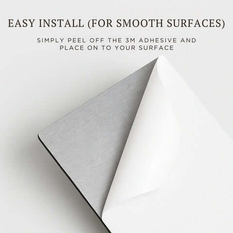 asy install guide for personalised house sign, showing peel-off 3M adhesive backing for smooth surface mounting