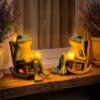 Two frog rocking chair solar lights, outdoor garden decorative LED ornaments for patio lawn yard