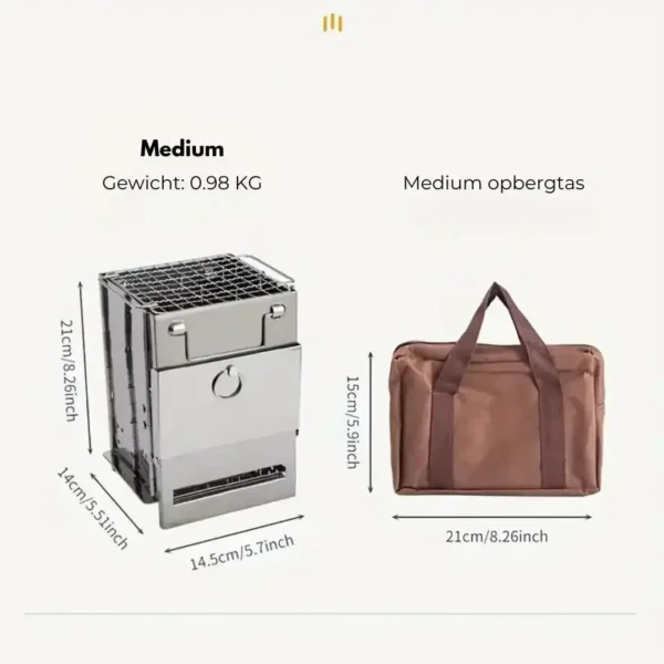 foldable wood camping stove with storage bag