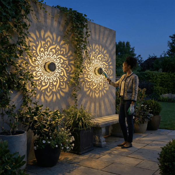 Solar Mandala Wall Light - IP65 Waterproof LED Outdoor Garden Fence Lamp