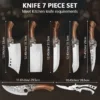 hand forged wolf head kitchen knife set 7pcs full size dimension chart