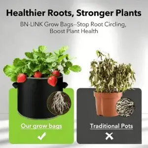 Fabric plant grow bags for vegetables, foldable reusable non woven planter bags for space-saving garden storage