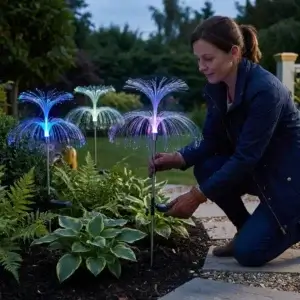 Solar Fibre Optic Firework Stake Lights | 7 Colour