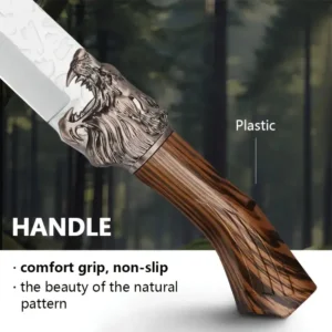 hand forged wolf head kitchen knife cutting beef meat solid wooden handle