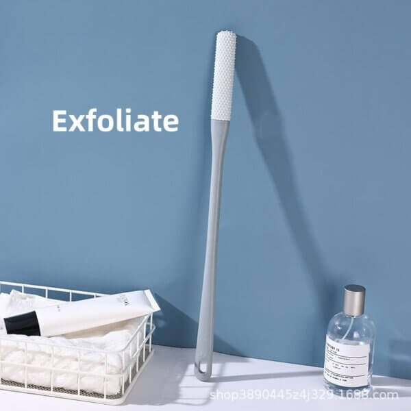 Grey Long Handle Exfoliating Crevice Cleaning Brush UK UK exfoliating crevice foot brush grey silicone long handle design