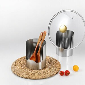 Multi-purpose kitchen utensil rack lid holder stainless steel for pot lids and wooden spoons