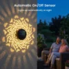 Colour changing solar mandala projector light, solar mandala projection wall light with automatic sensor, auto on at night outdoor garden decorative lamp