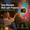 Colour changing solar mandala projector light, solar mandala wall light projector, colourful mandala projection decor for garden fence patio