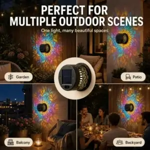 Colour changing solar mandala projector light, suitable for garden, patio, balcony and backyard decoration